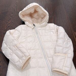 White puffer, fleece inside toddler snow suit. No stains.